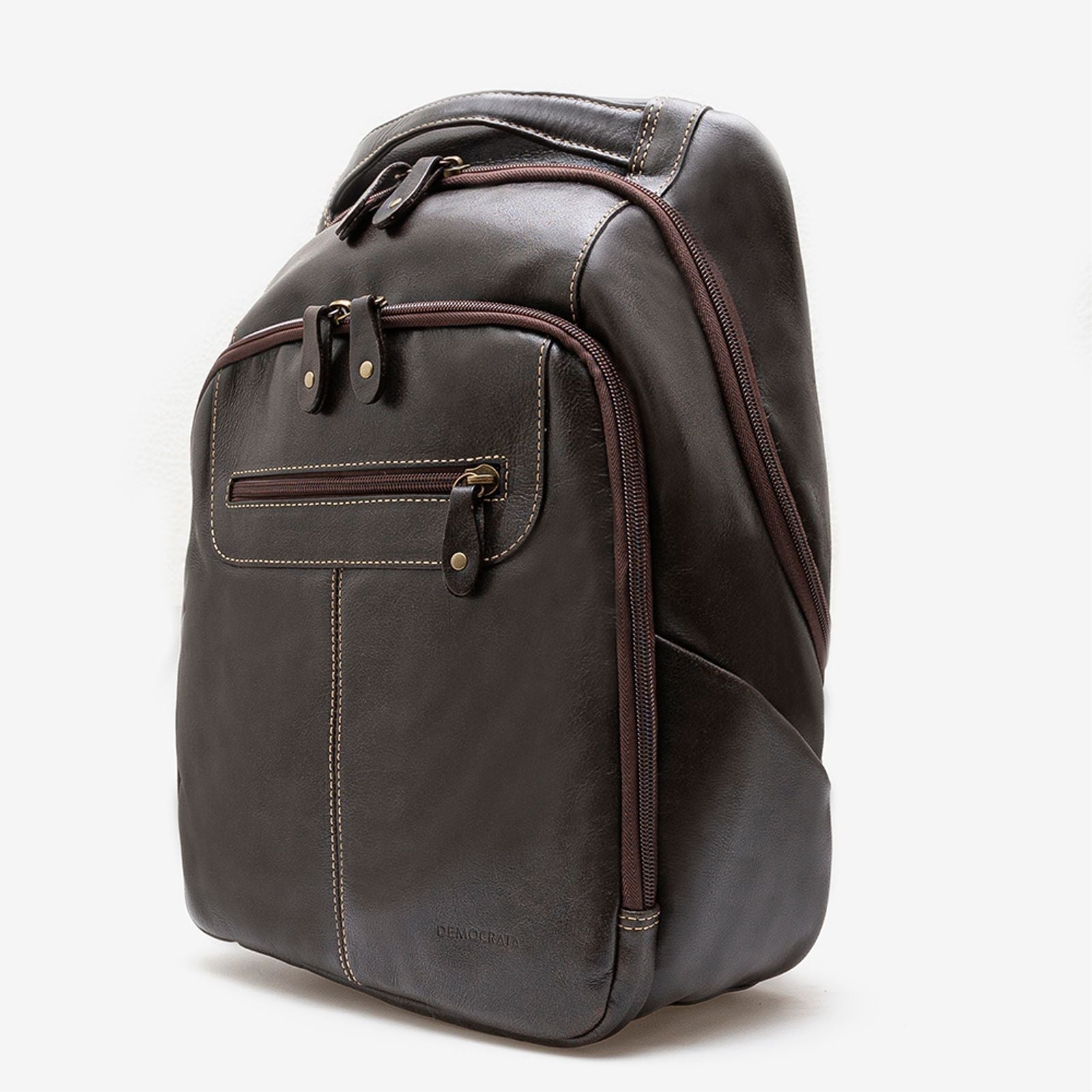 Mochila Em Couro Café