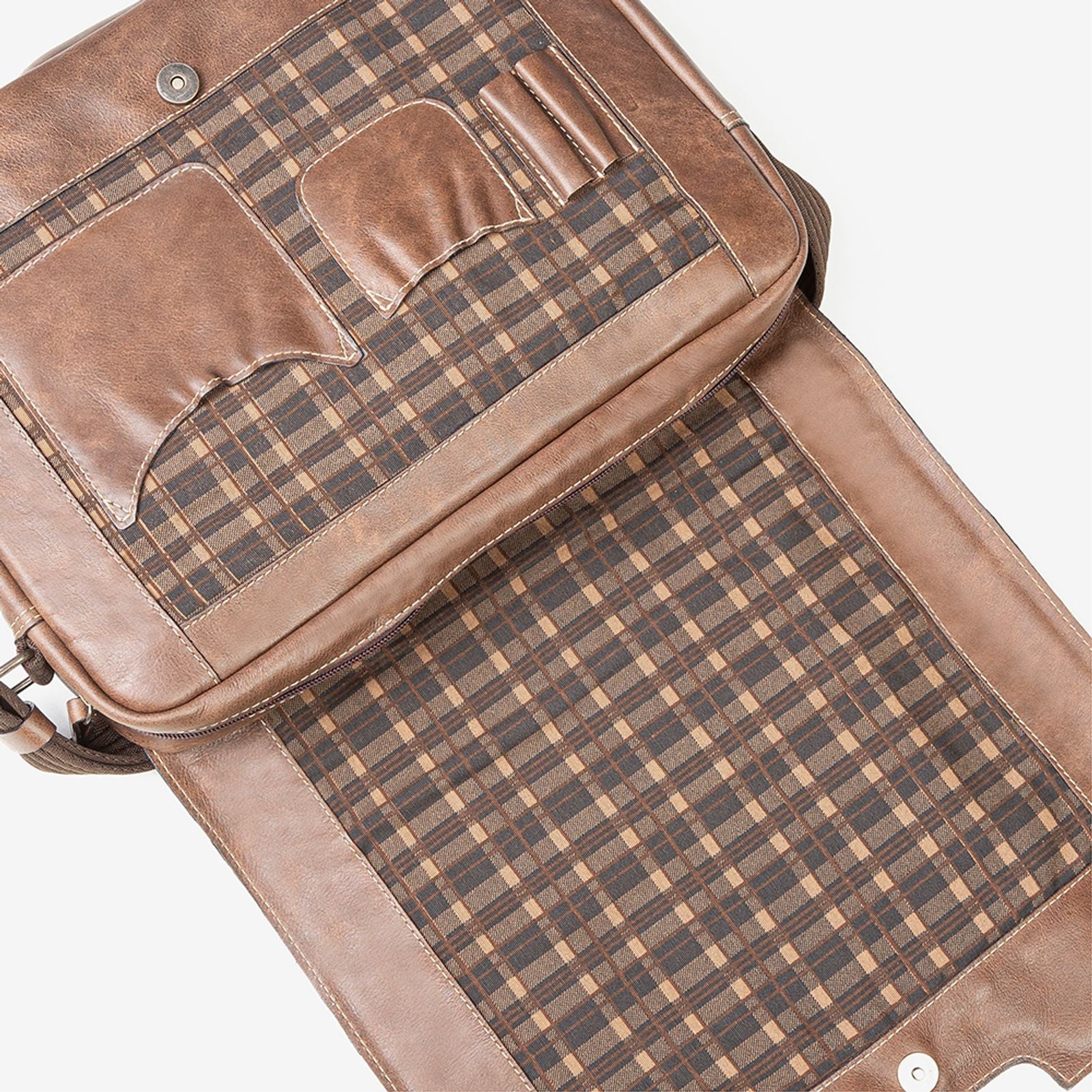 Bolsa Carteiro Em Couro Camel